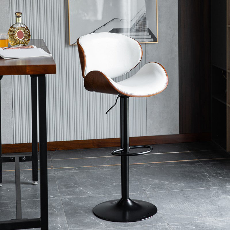 Contemporary Adjustable Height Swivel Bucket Bar Stool with Footrest