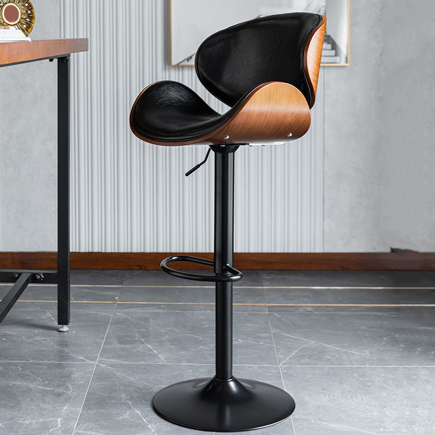 Contemporary Adjustable Height Swivel Bucket Bar Stool with Footrest