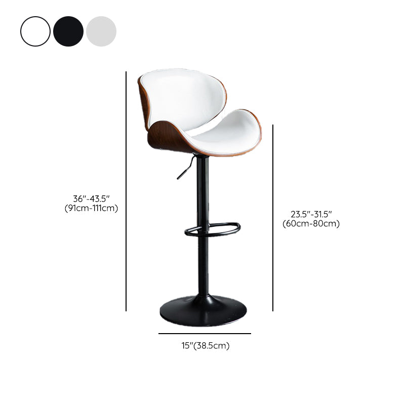 Contemporary Adjustable Height Swivel Bucket Bar Stool with Footrest