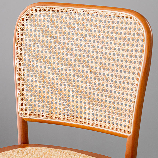 Contemporary 45" Height Backrest Solid Wood and Rattan Counter Stool