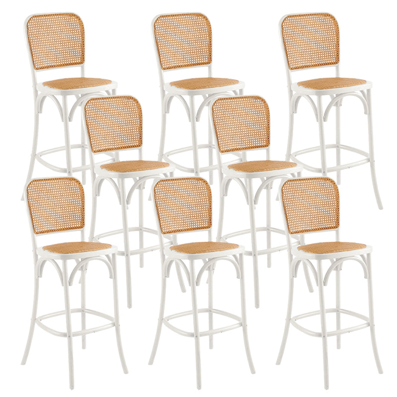 Contemporary 45" Height Backrest Solid Wood and Rattan Counter Stool