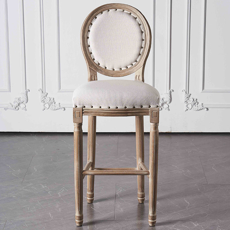 Full Back Upholstered Armless Bar Stool with Solid Wood Base