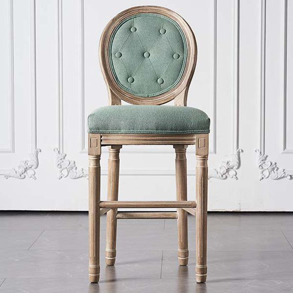 Full Back Upholstered Armless Bar Stool with Solid Wood Base