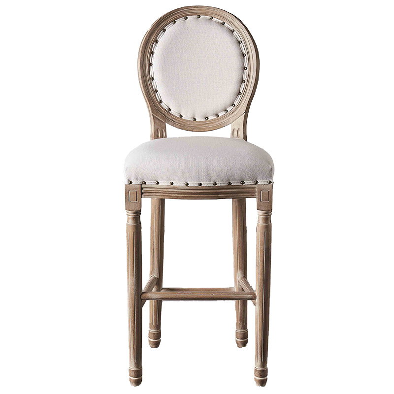 Full Back Upholstered Armless Bar Stool with Solid Wood Base