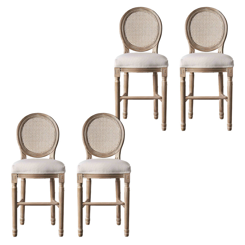 Full Back Upholstered Armless Bar Stool with Solid Wood Base