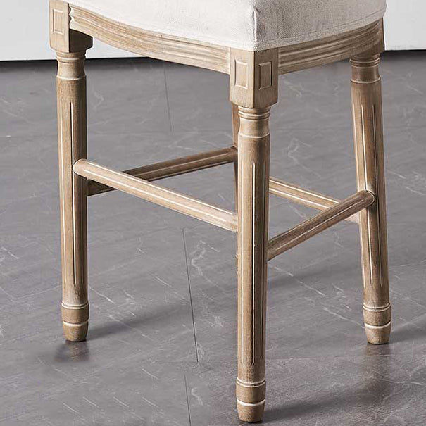 Full Back Upholstered Armless Bar Stool with Solid Wood Base