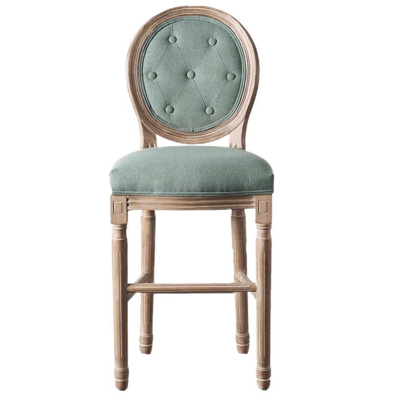 Full Back Upholstered Armless Bar Stool with Solid Wood Base