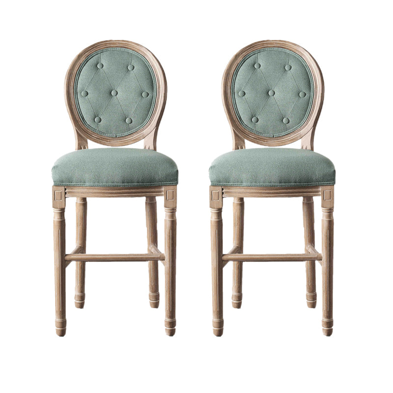 Full Back Upholstered Armless Bar Stool with Solid Wood Base