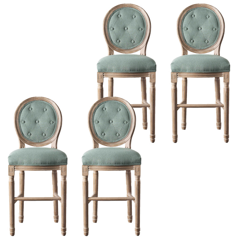 Full Back Upholstered Armless Bar Stool with Solid Wood Base