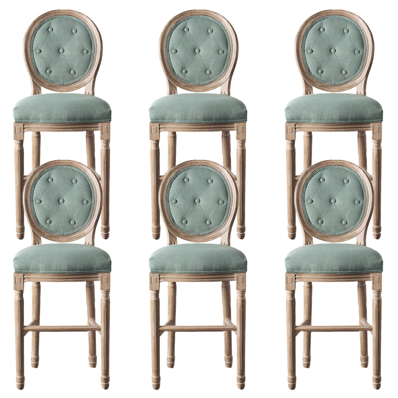 Full Back Upholstered Armless Bar Stool with Solid Wood Base