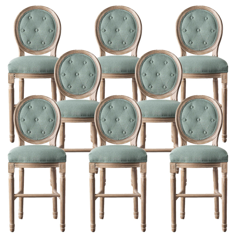Full Back Upholstered Armless Bar Stool with Solid Wood Base