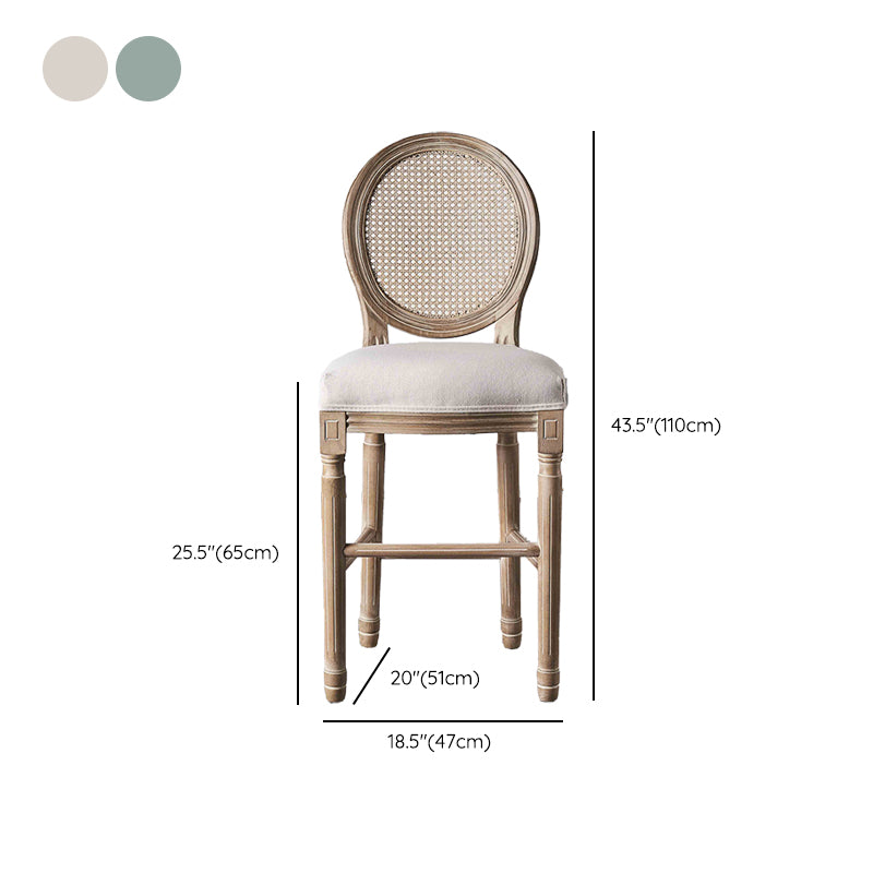 Full Back Upholstered Armless Bar Stool with Solid Wood Base