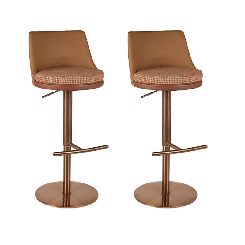 Glam Style Adjustable Swivel Upholstered Bar Stool with Metal Leg
