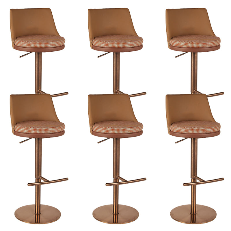 Glam Style Adjustable Swivel Upholstered Bar Stool with Metal Leg