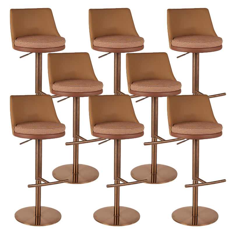 Glam Style Adjustable Swivel Upholstered Bar Stool with Metal Leg