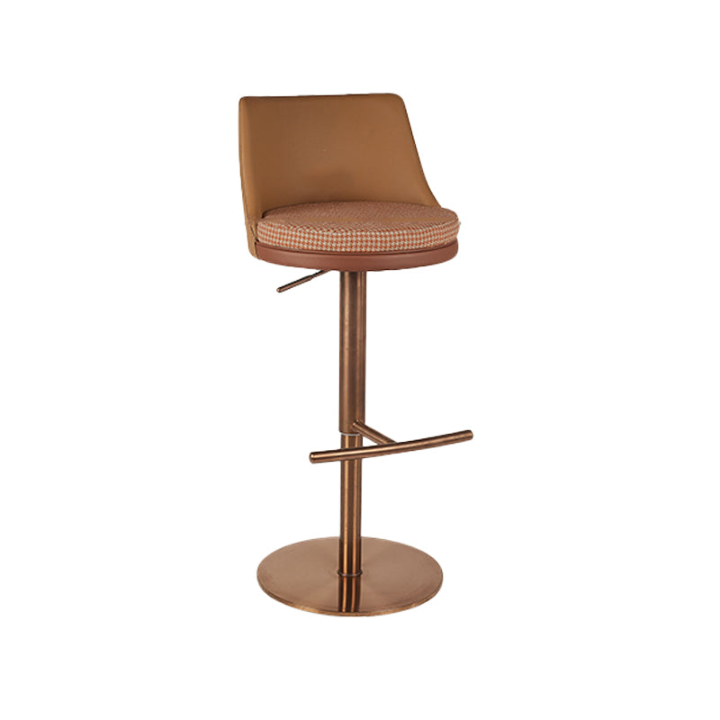 Glam Style Adjustable Swivel Upholstered Bar Stool with Metal Leg