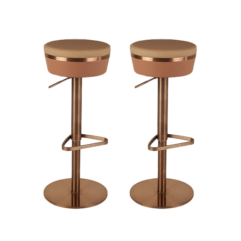 Glam Style Adjustable Swivel Upholstered Bar Stool with Metal Leg