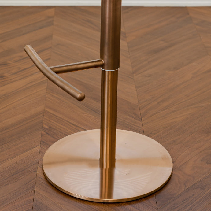 Glam Style Adjustable Swivel Upholstered Bar Stool with Metal Leg