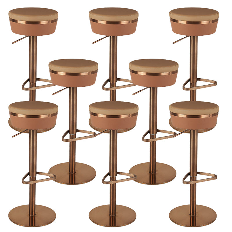 Glam Style Adjustable Swivel Upholstered Bar Stool with Metal Leg