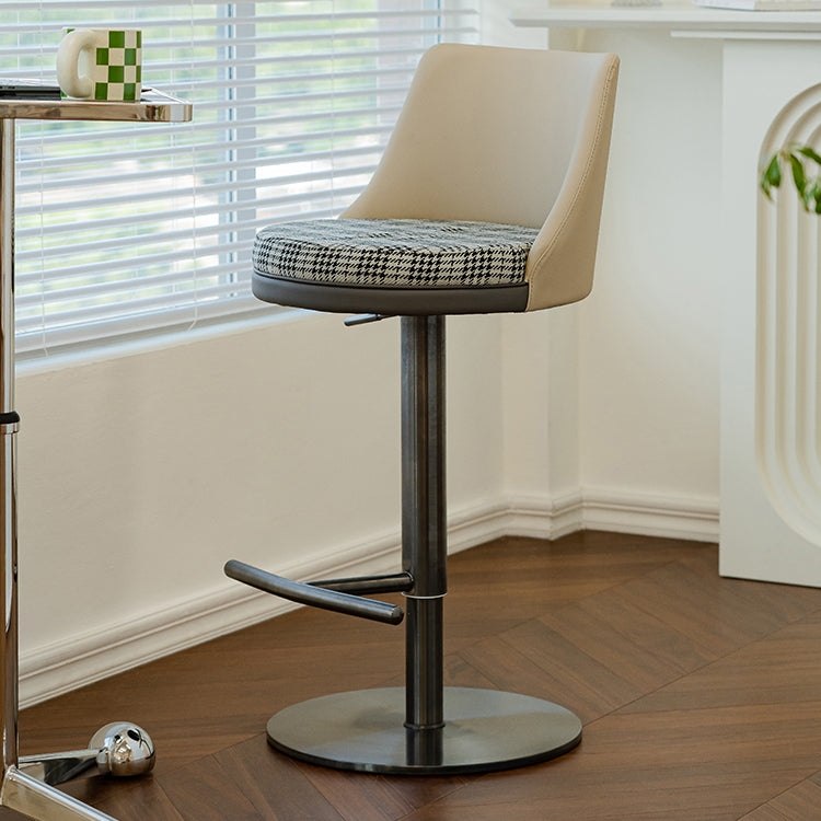 Glam Style Adjustable Swivel Upholstered Bar Stool with Metal Leg