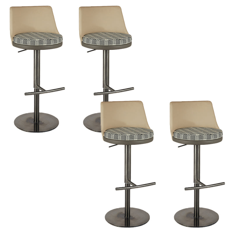 Glam Style Adjustable Swivel Upholstered Bar Stool with Metal Leg