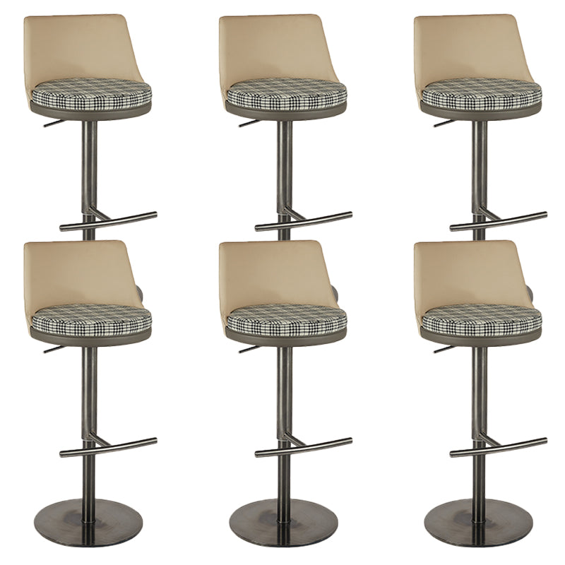 Glam Style Adjustable Swivel Upholstered Bar Stool with Metal Leg