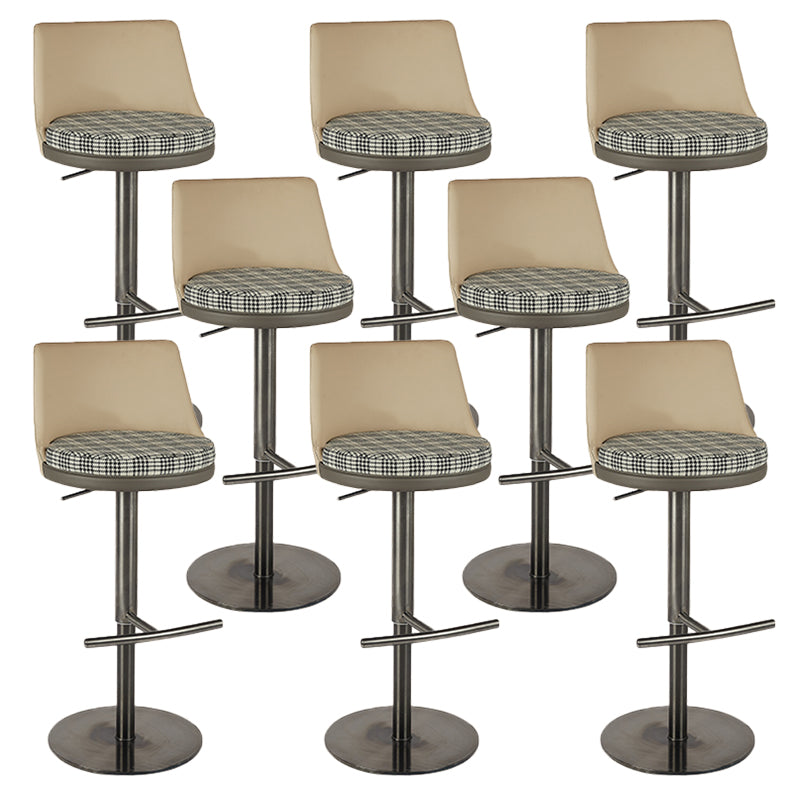 Glam Style Adjustable Swivel Upholstered Bar Stool with Metal Leg