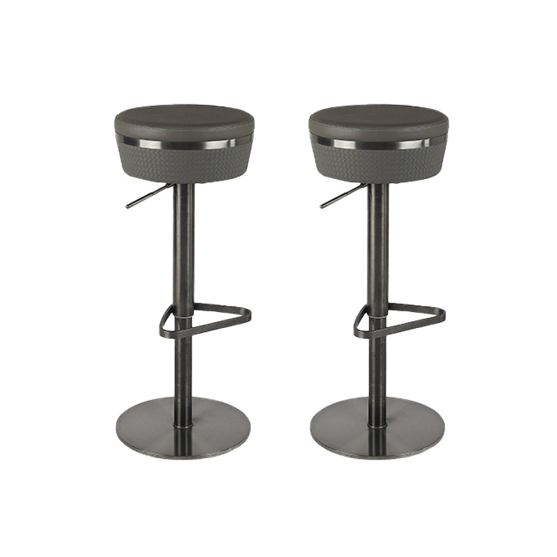 Glam Style Adjustable Swivel Upholstered Bar Stool with Metal Leg