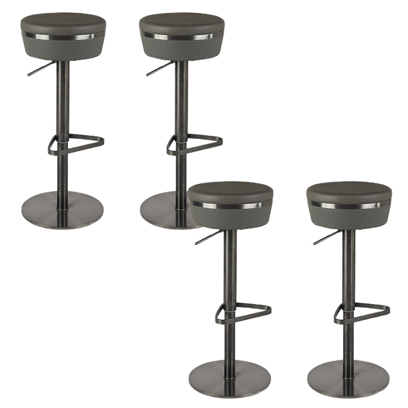 Glam Style Adjustable Swivel Upholstered Bar Stool with Metal Leg