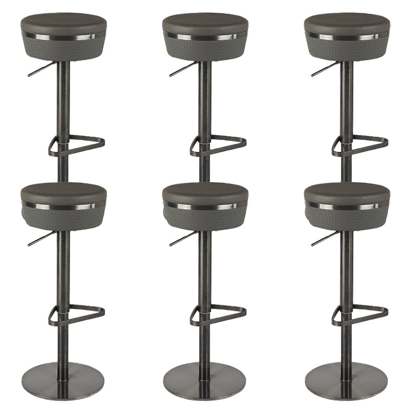 Glam Style Adjustable Swivel Upholstered Bar Stool with Metal Leg