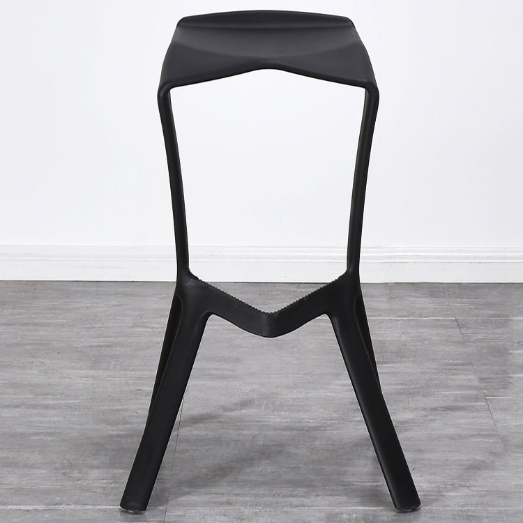 Contemporary Style Backless Plastic Stackable Bar Stool for Home