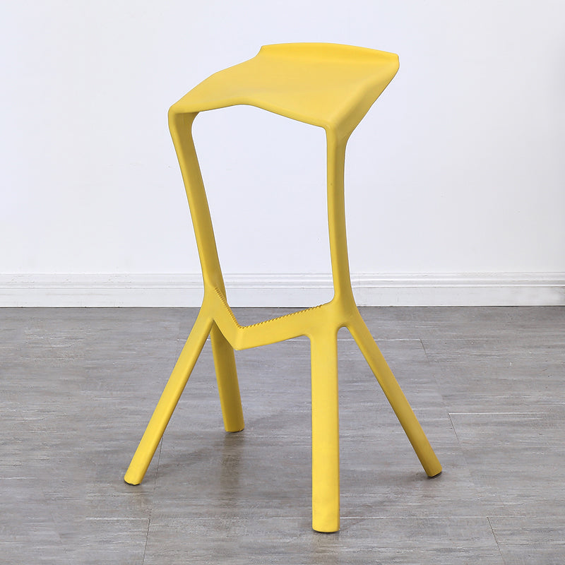 Contemporary Style Backless Plastic Stackable Bar Stool for Home