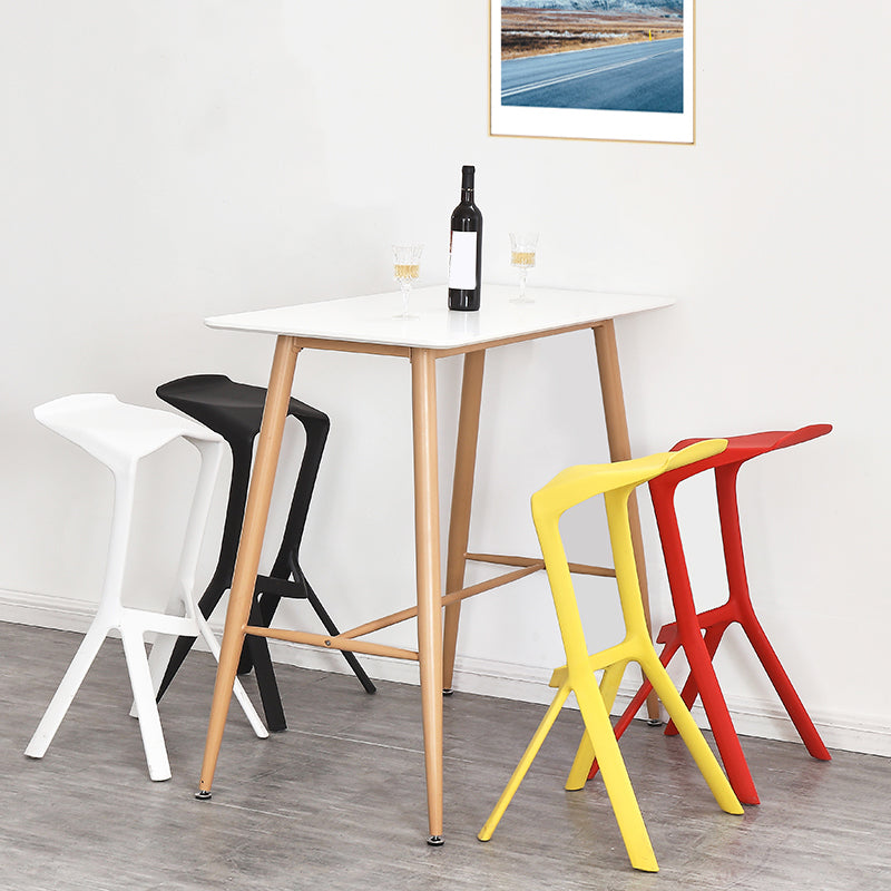 Contemporary Style Backless Plastic Stackable Bar Stool for Home