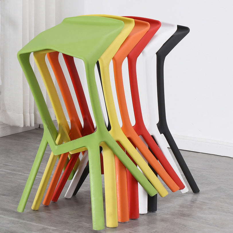 Contemporary Style Backless Plastic Stackable Bar Stool for Home