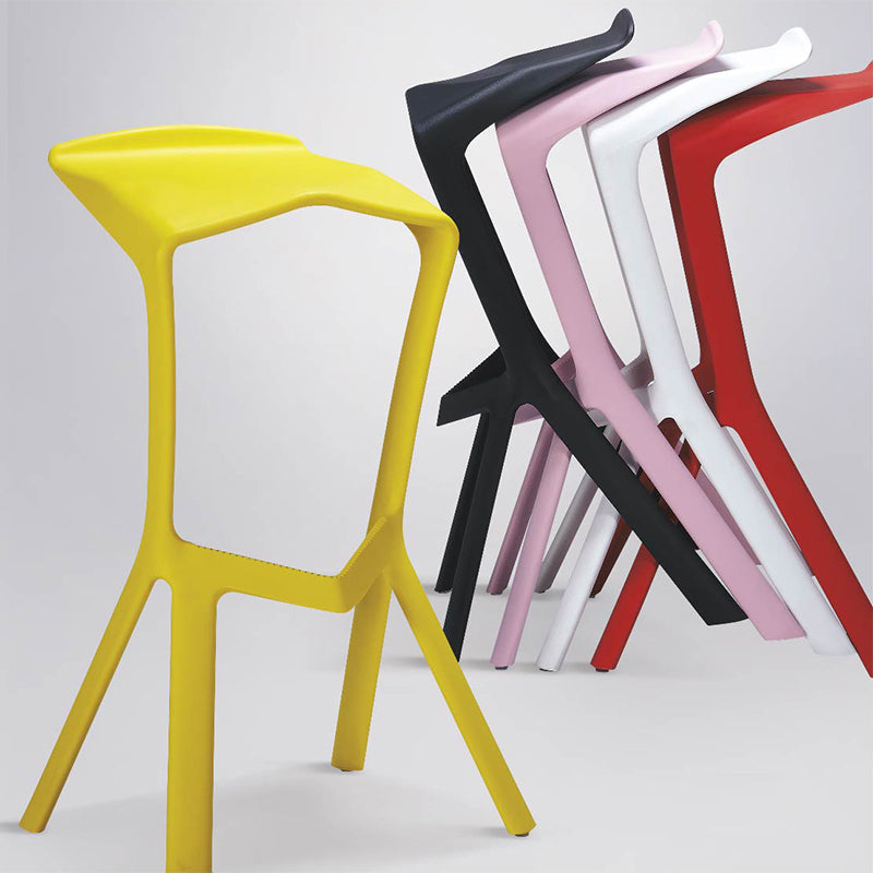 Contemporary Style Backless Plastic Stackable Bar Stool for Home