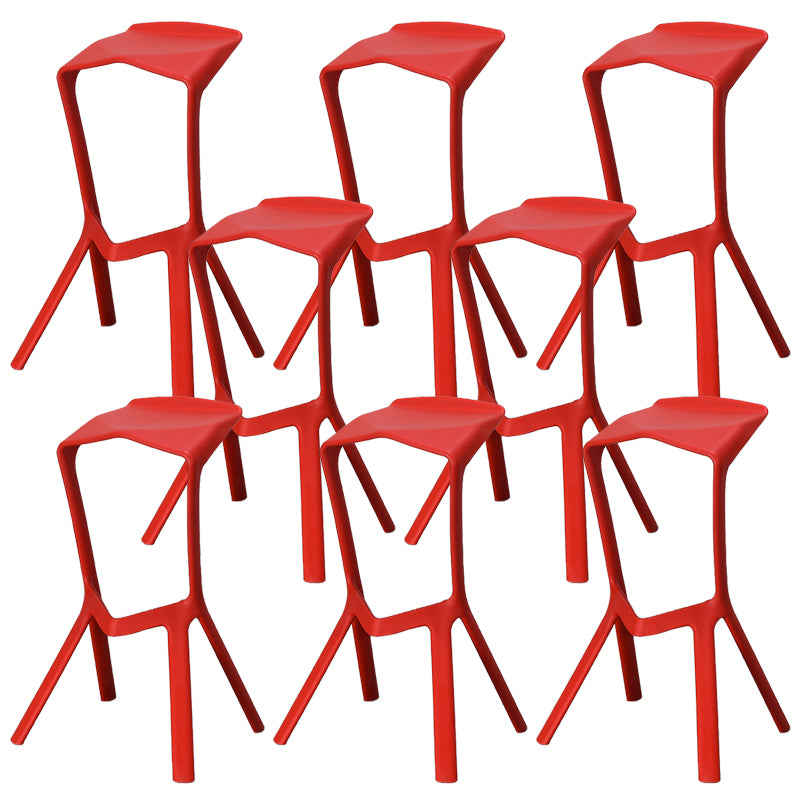 Contemporary Style Backless Plastic Stackable Bar Stool for Home