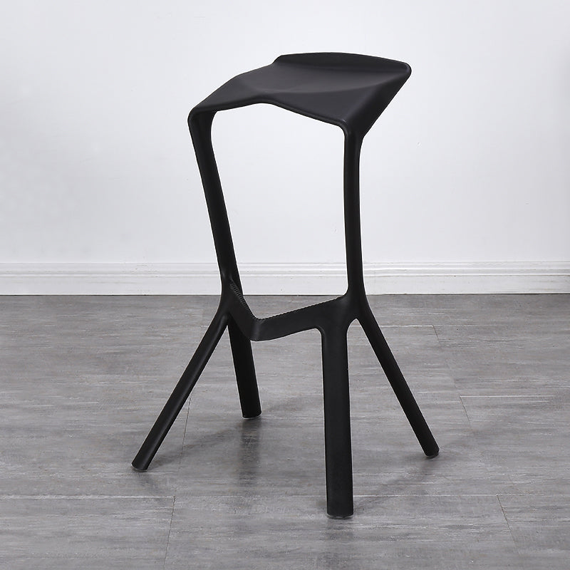 Contemporary Style Backless Plastic Stackable Bar Stool for Home