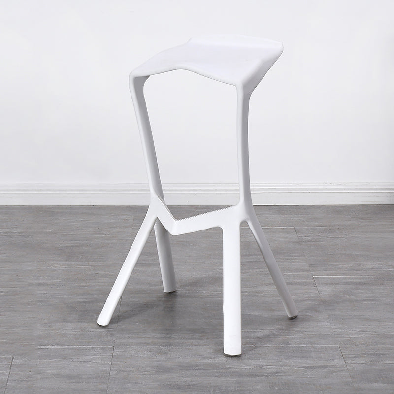 Contemporary Style Backless Plastic Stackable Bar Stool for Home