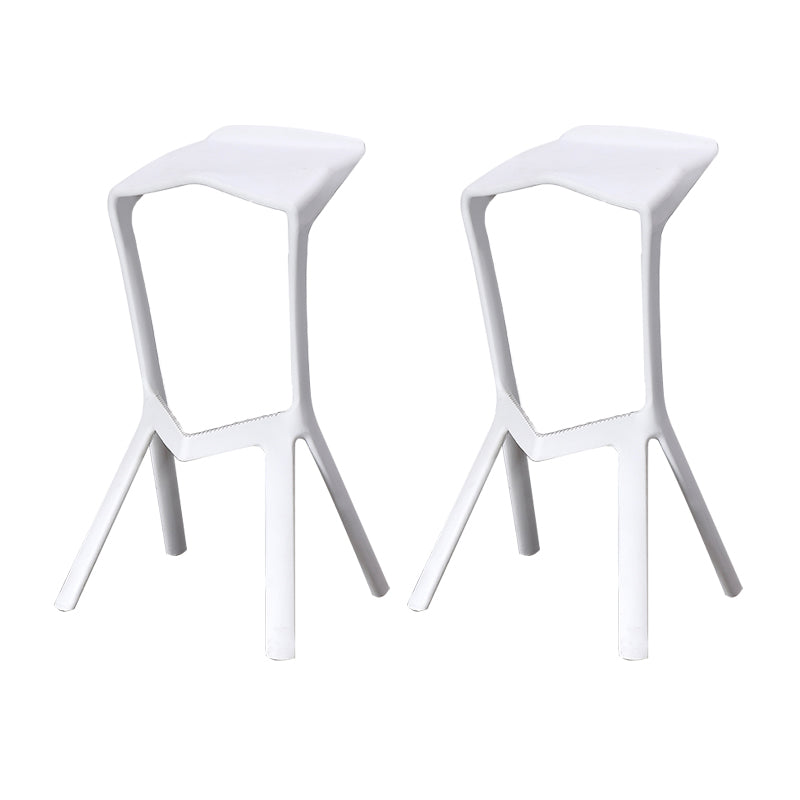 Contemporary Style Backless Plastic Stackable Bar Stool for Home