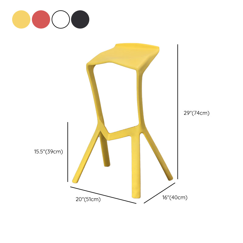 Contemporary Style Backless Plastic Stackable Bar Stool for Home