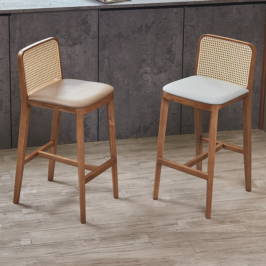 Contemporary Style Low Back Solid Wood Armless Bar Stool for Home