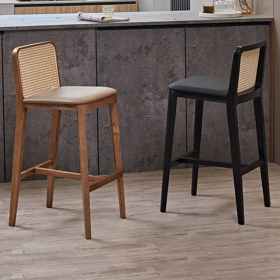 Contemporary Style Low Back Solid Wood Armless Bar Stool for Home