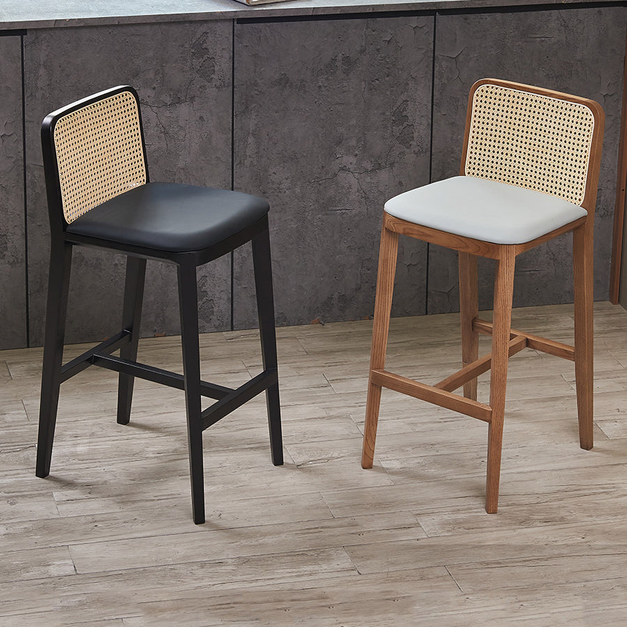 Contemporary Style Low Back Solid Wood Armless Bar Stool for Home