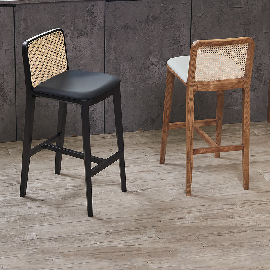 Contemporary Style Low Back Solid Wood Armless Bar Stool for Home