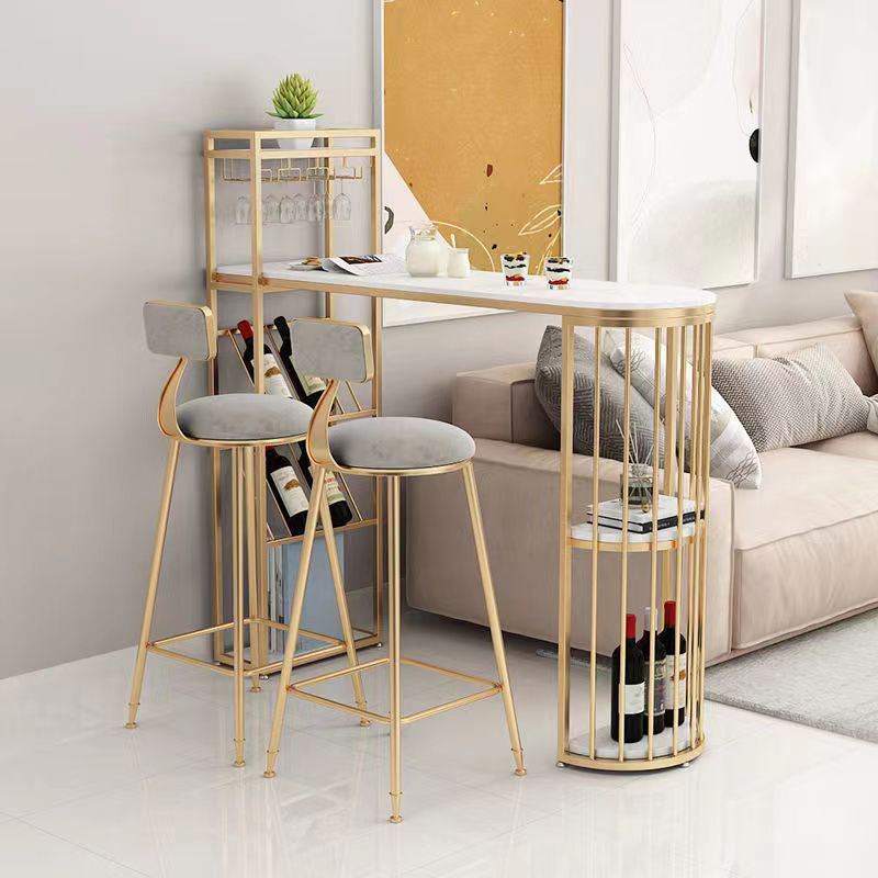 Modern Style 2/3 Pieces Stone Rectangular Bar Table Set for Living Room