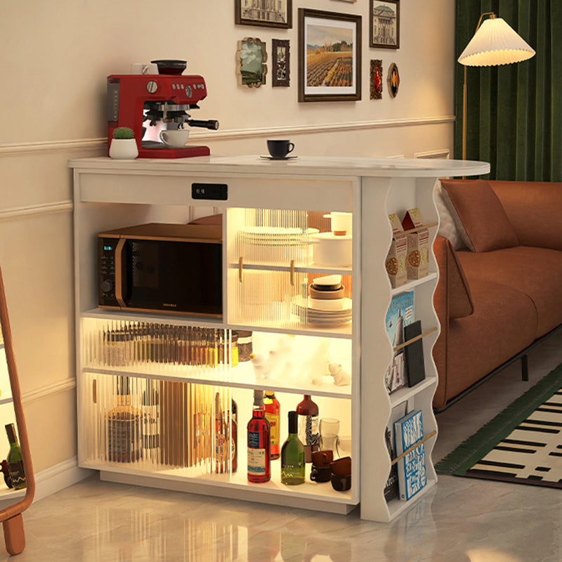 Contemporary Style 1/2 Pieces Stone Specialty Bar Table Set for Living Room