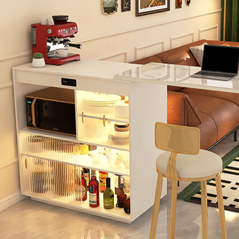 Contemporary Style 1/2 Pieces Stone Specialty Bar Table Set for Living Room