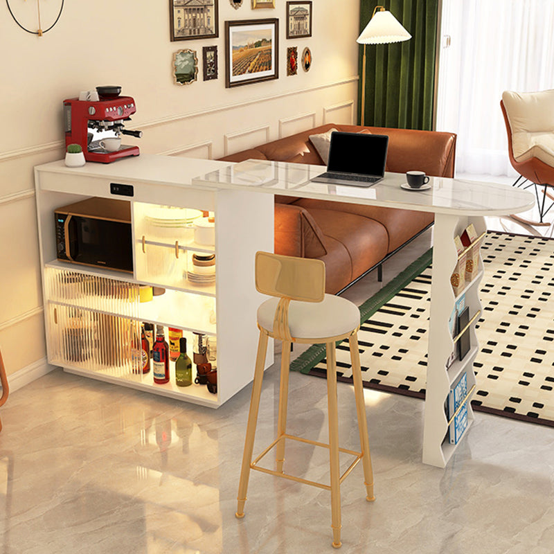 Contemporary Style 1/2 Pieces Stone Specialty Bar Table Set for Living Room