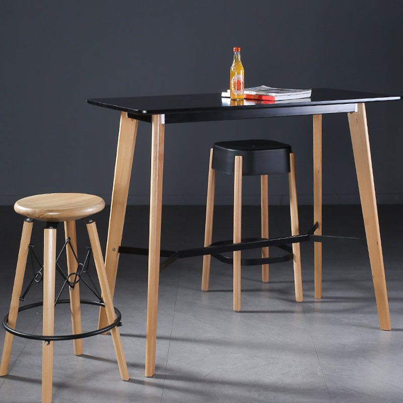 Modern Style Wooden Top Rectangle 4 Legs Bar Dining Table for Home