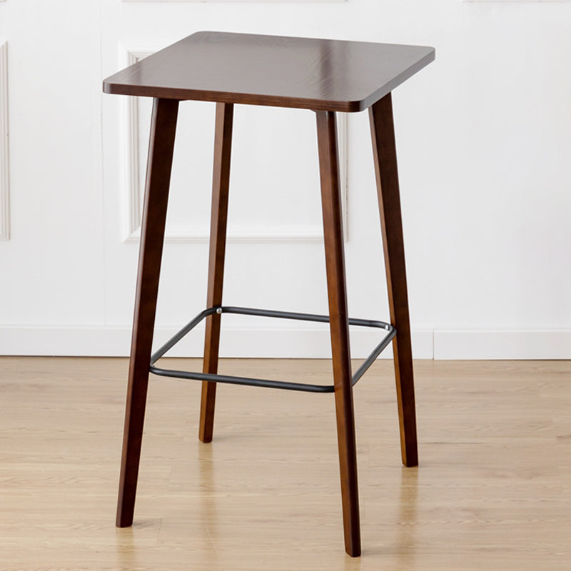 Modern Style Square Solid Wood Footrest Top Bar Dining Table for Home